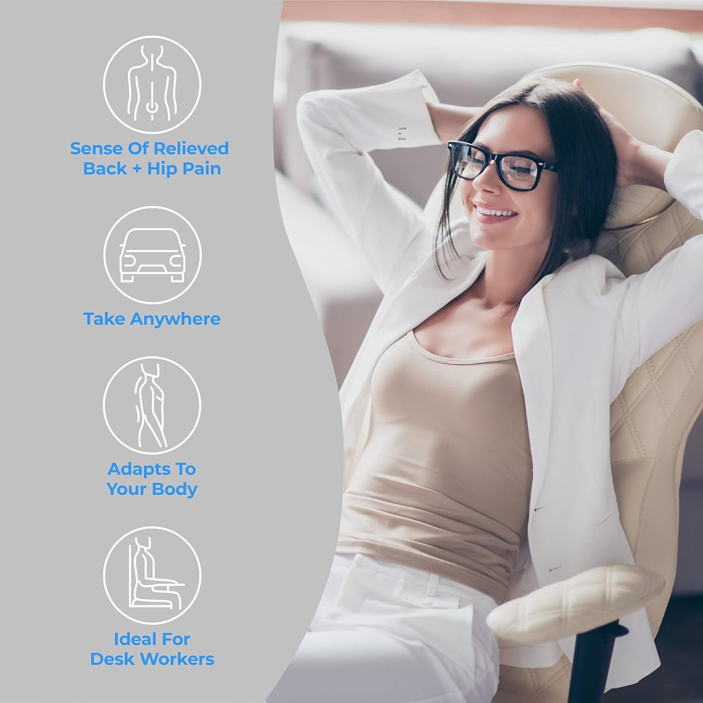 Seat Cushion - Enjerr™ | Chair Cushion for Tailbone Pain & Pressure Relief 