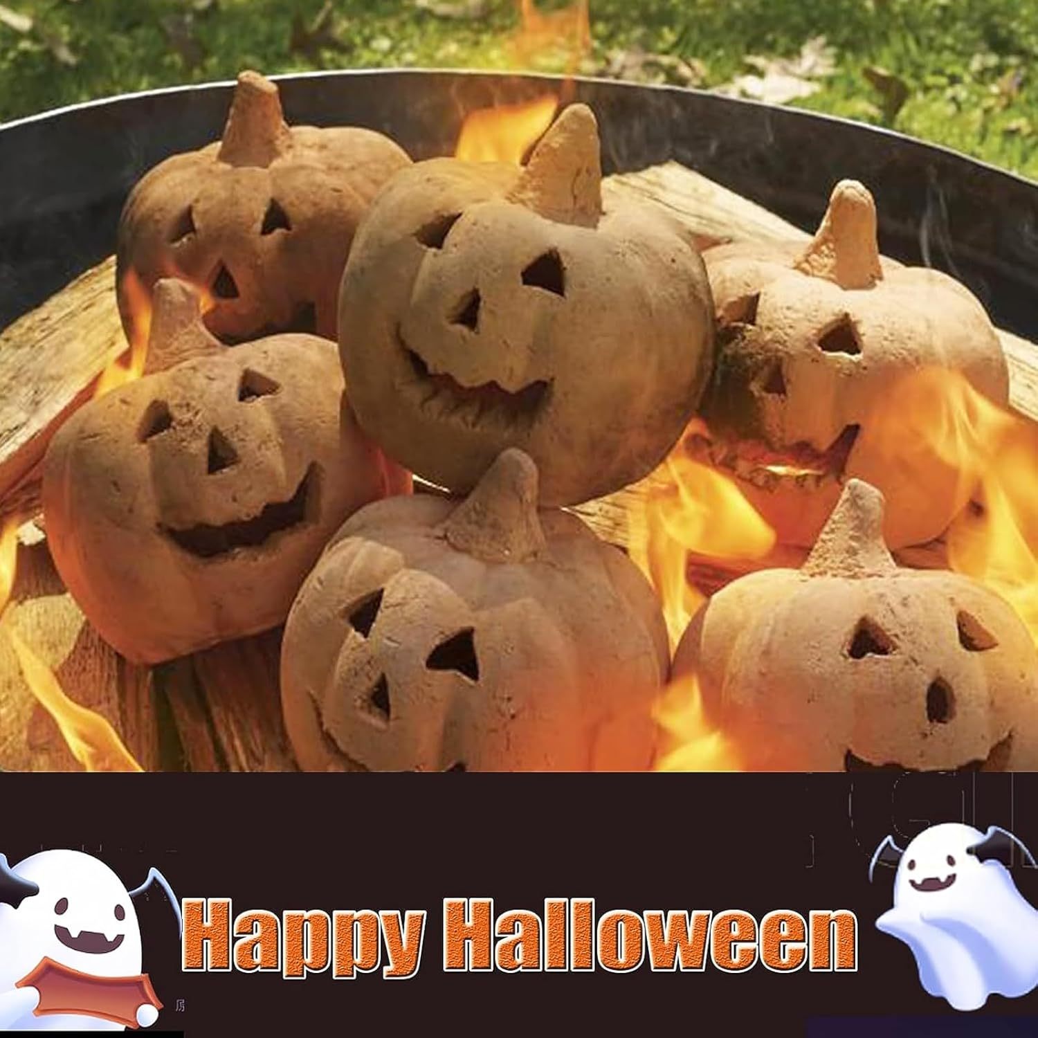 Halloween Ceramic Fireproof Fire Pit Skull