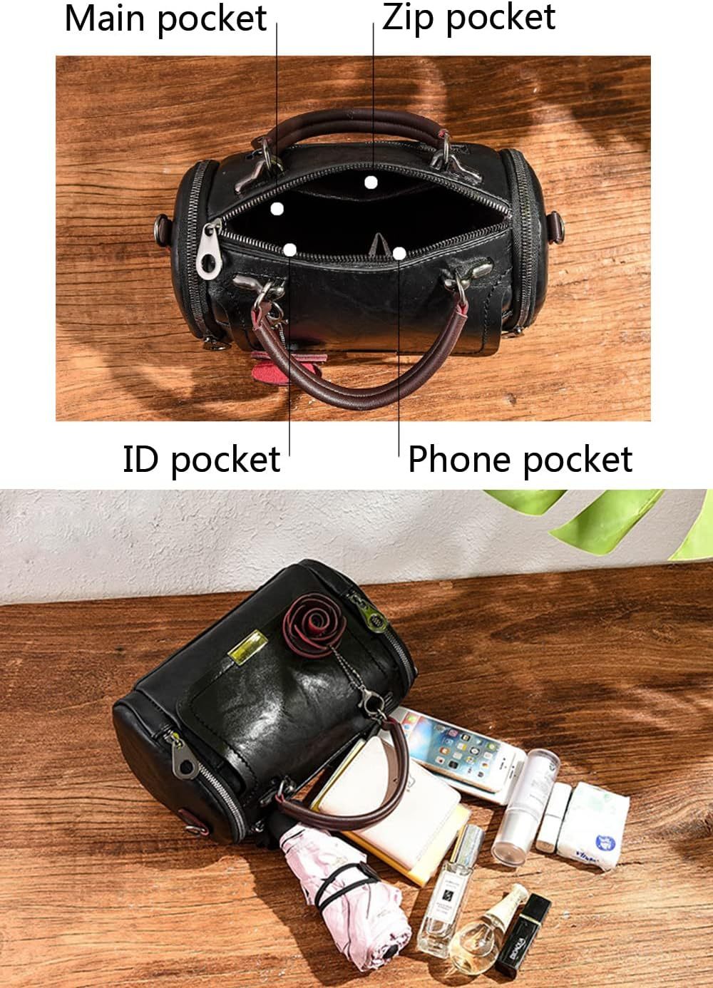 Women's Vintage Rose Pendant Boston Bag