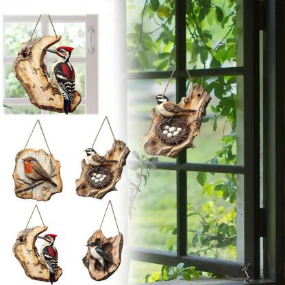 Wooden Hanging Bird Ornament for Animal Lovers Gift