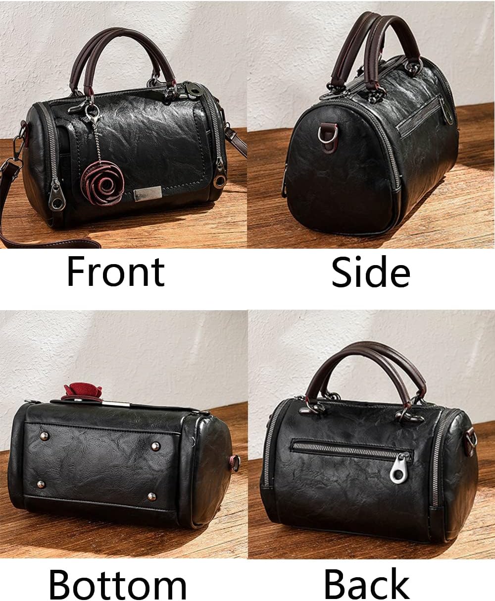 Women's Vintage Rose Pendant Boston Bag