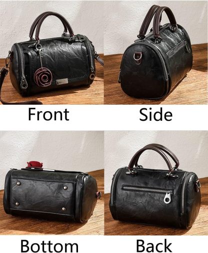 Women's Vintage Rose Pendant Boston Bag