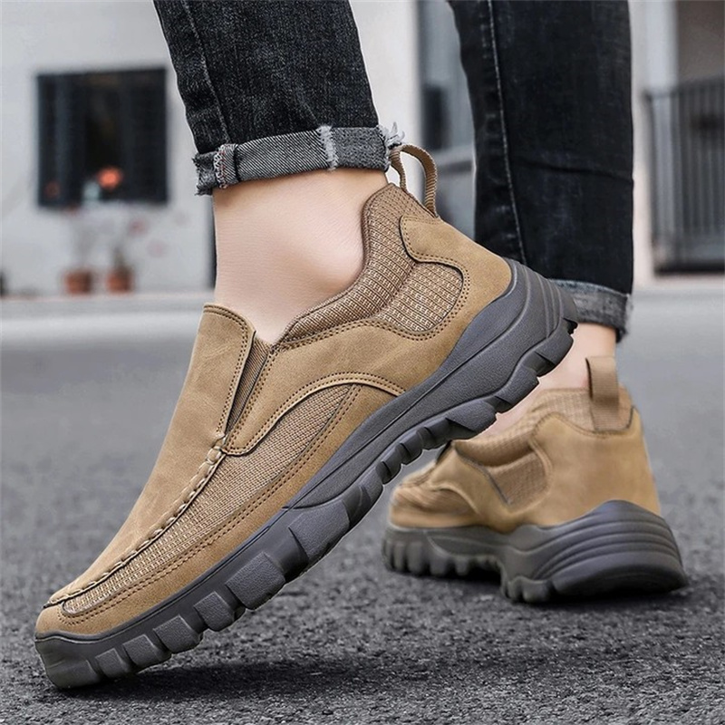 (Medical Certification) Men's Orthopedic Genuine Leather Shoes for Diabetics, Arch Support Hiking Shoes for Plantar Fasciitis