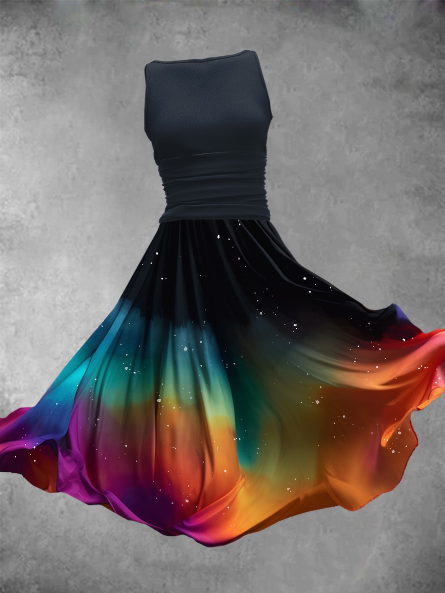 Women's Rainbow Gradient Sleeveless Maxi Dress