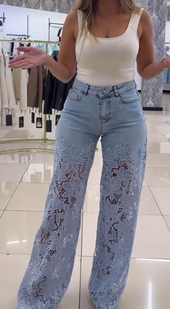 Ladies Elegant Lace Jeans