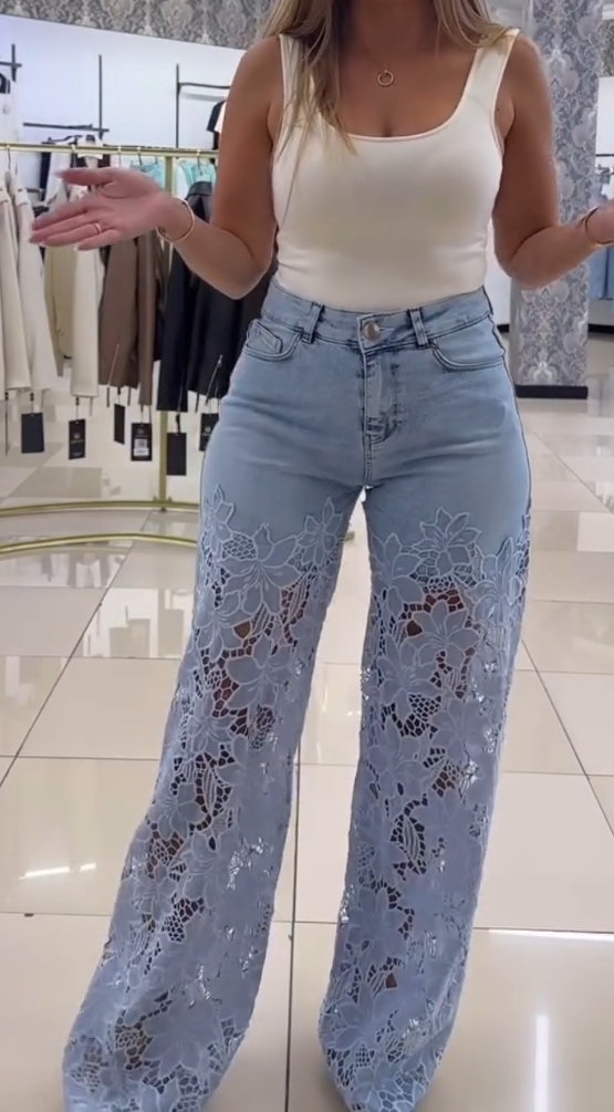 Ladies Elegant Lace Jeans
