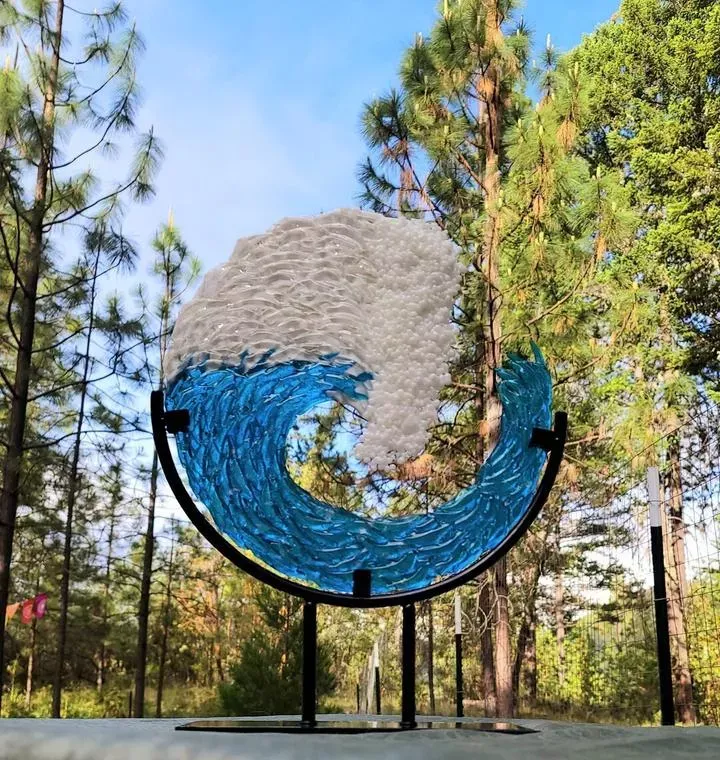 Ocean Wave Fused Glass Sculpture