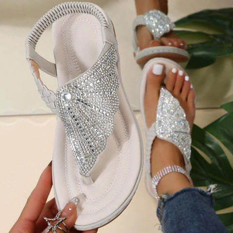 Women Casual Orthopedic Sandals, Crystal Rome Fashion Clip Toe Slippers