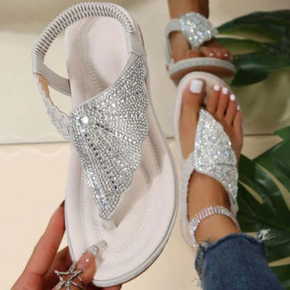Women Casual Orthopedic Sandals, Crystal Rome Fashion Clip Toe Slippers