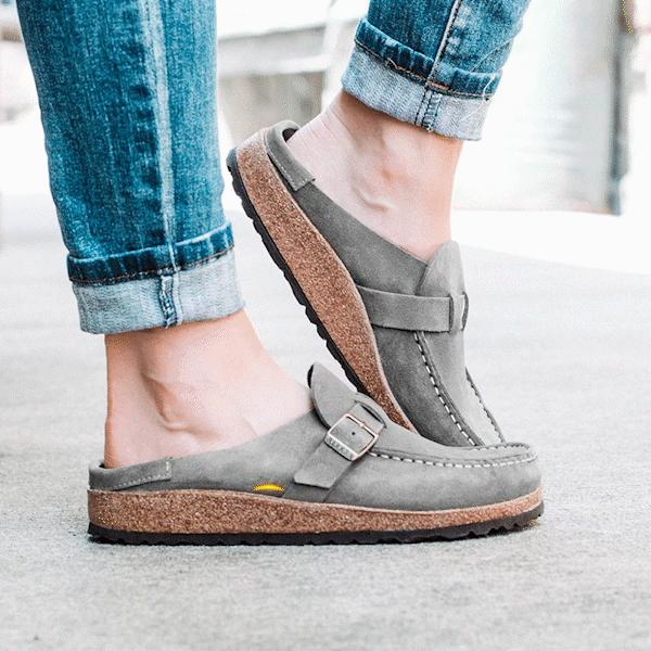 Women Soft Sole Casual Comfy Leather Slip On Sandals