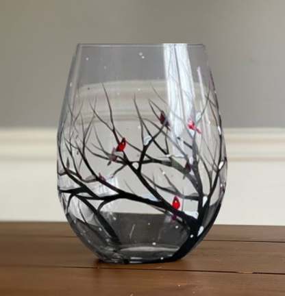 Hand Painted Art - Four Seasons Tree Wine Glasses