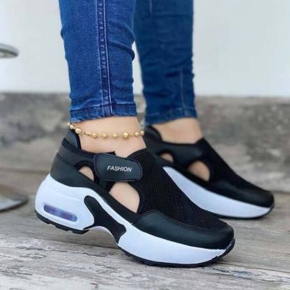 Plantar Fasciitis - Women's Orthopedic Air Cushioned Sole Flying Velcro Sneakers