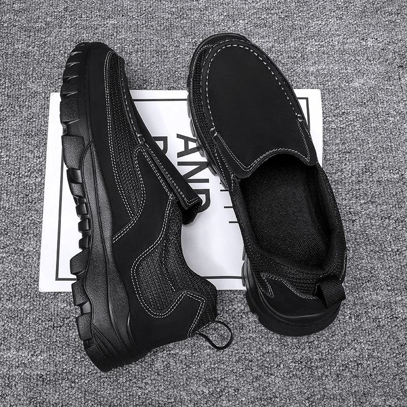 (Medical Certification) Men's Orthopedic Genuine Leather Shoes for Diabetics, Arch Support Hiking Shoes for Plantar Fasciitis