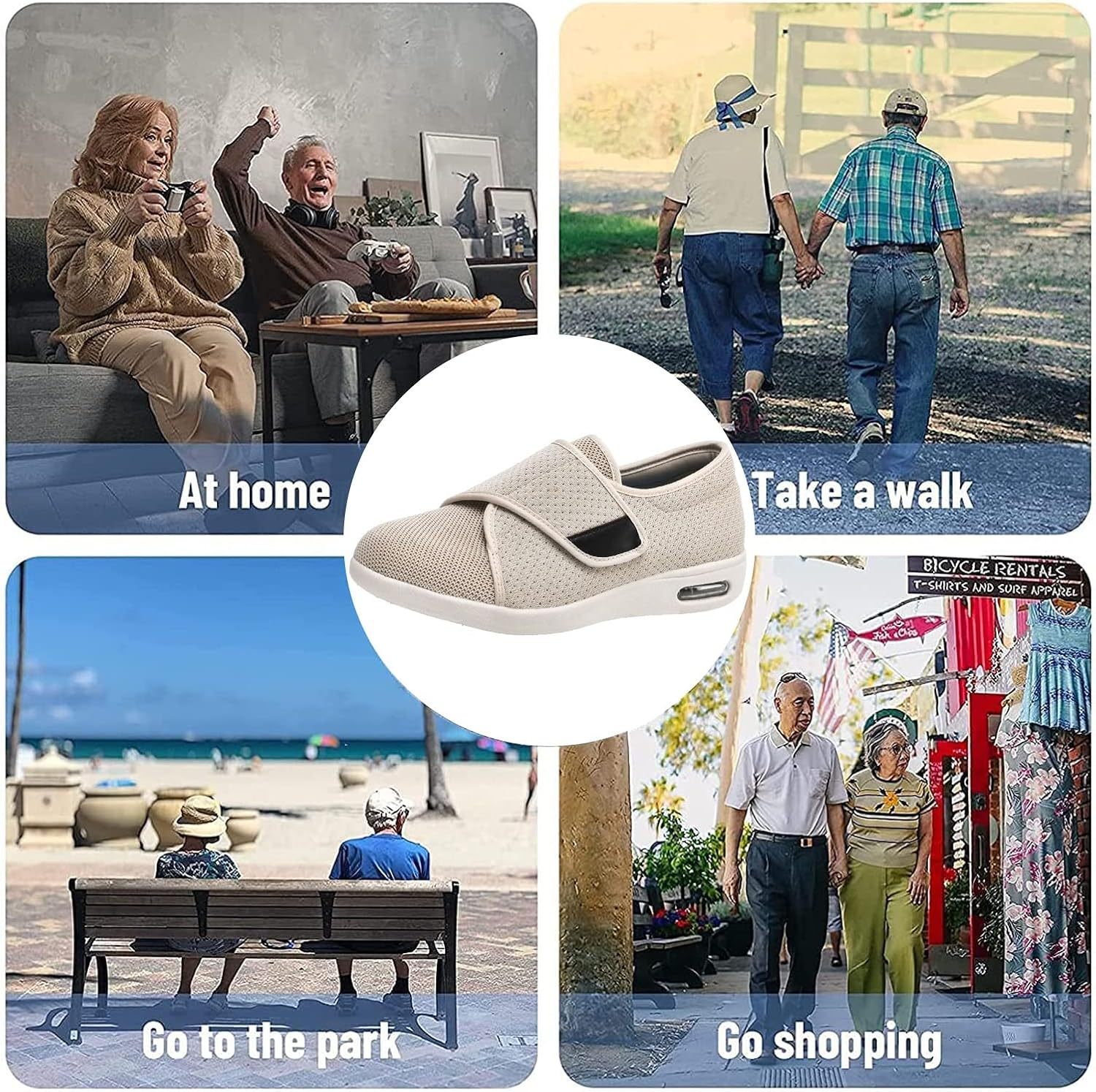 [Copy]Wide Pain Relief Diabetic Shoes Black Grey