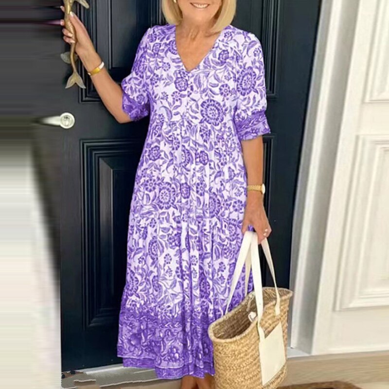V-Neck Bohemian Dress