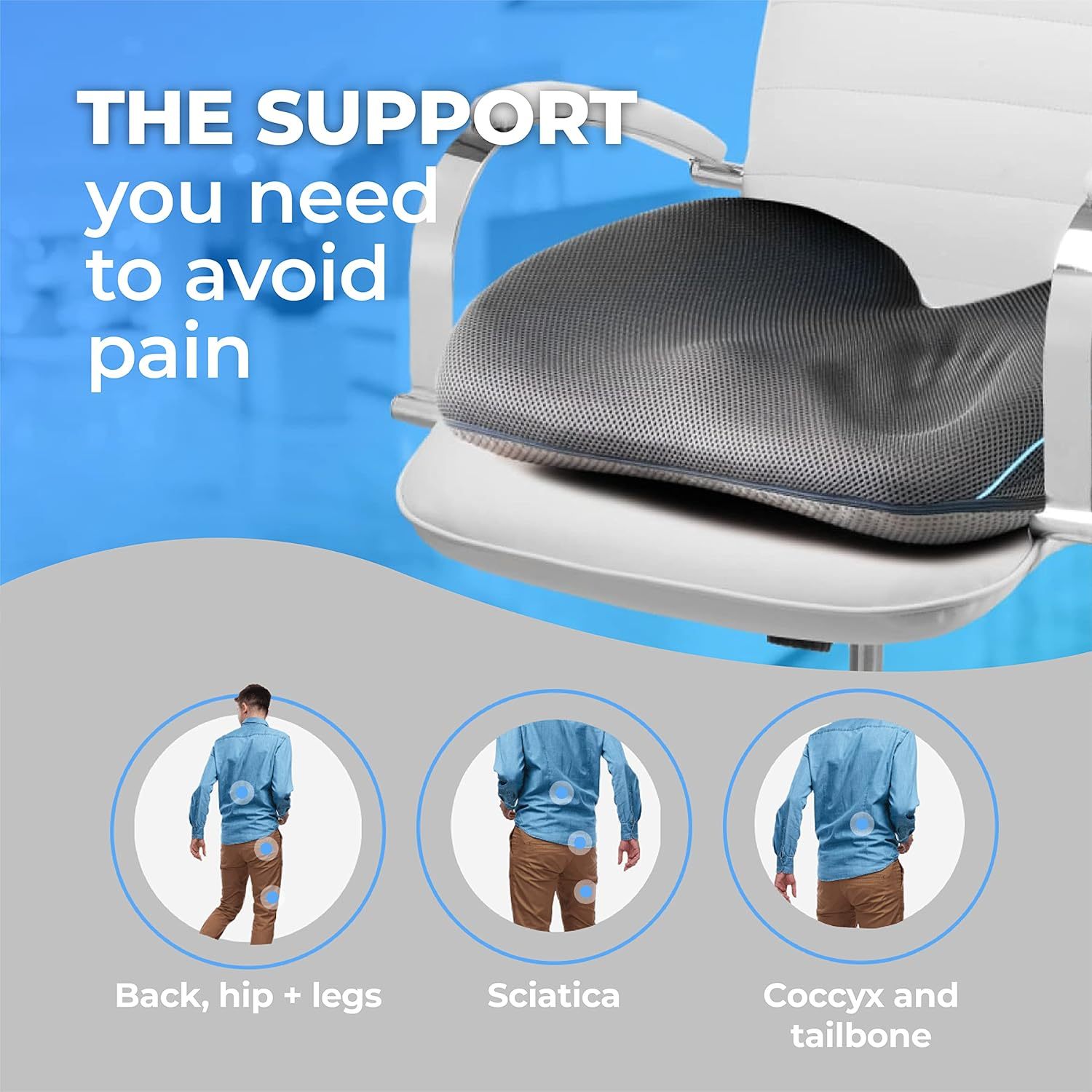 Seat Cushion - Enjerr™ | Chair Cushion for Tailbone Pain & Pressure Relief 