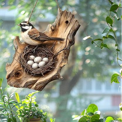Wooden Hanging Bird Ornament for Animal Lovers Gift