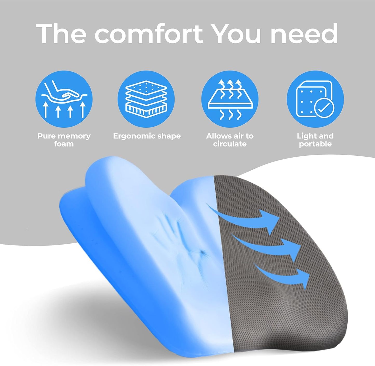 Seat Cushion - Enjerr™ | Chair Cushion for Tailbone Pain & Pressure Relief 