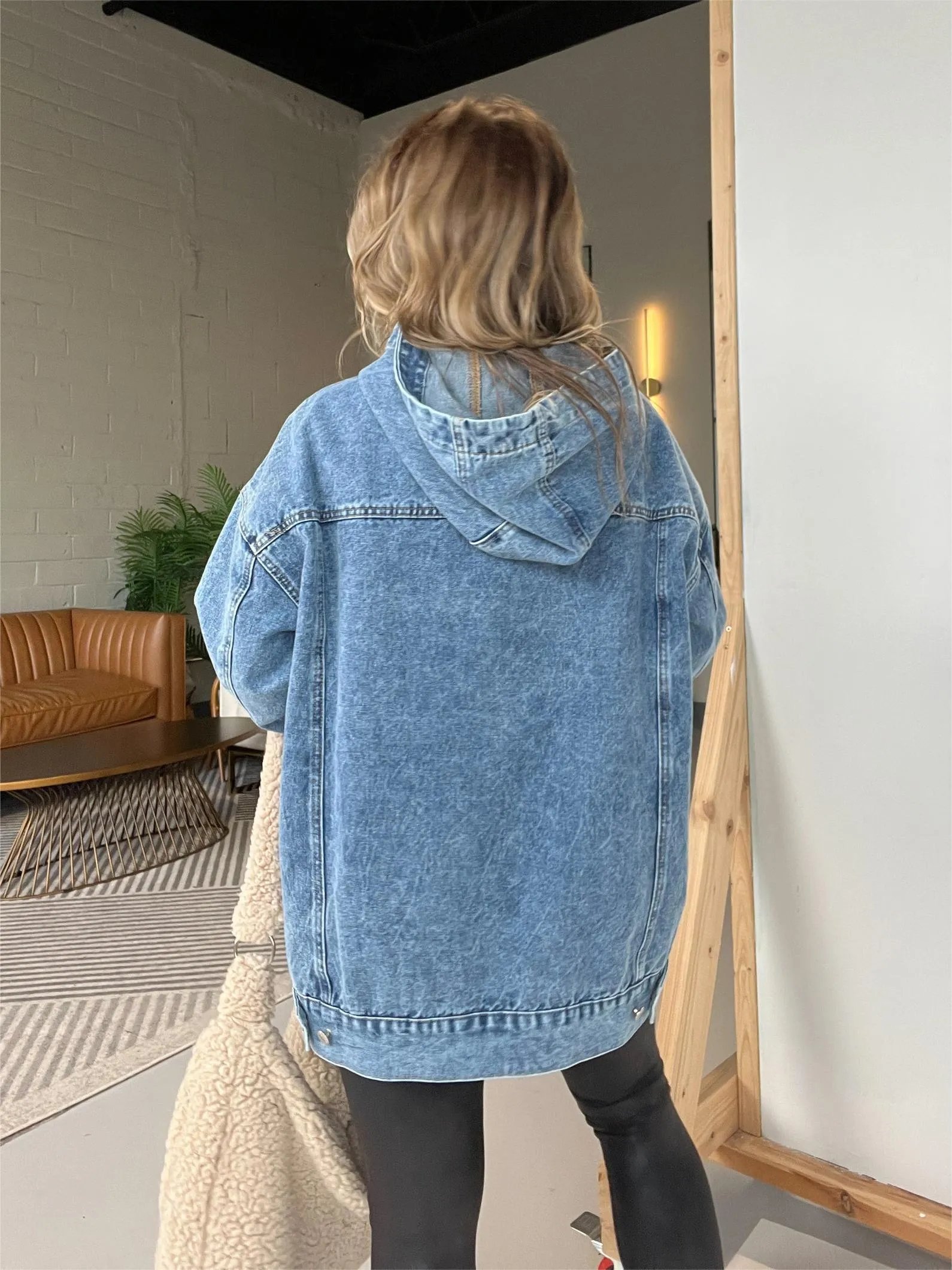 ⏰FALL SALE-DENIM HOODED SWEATSHIRT WITH FRONT POCKETS (BUY 2 FREE SHIPPING)