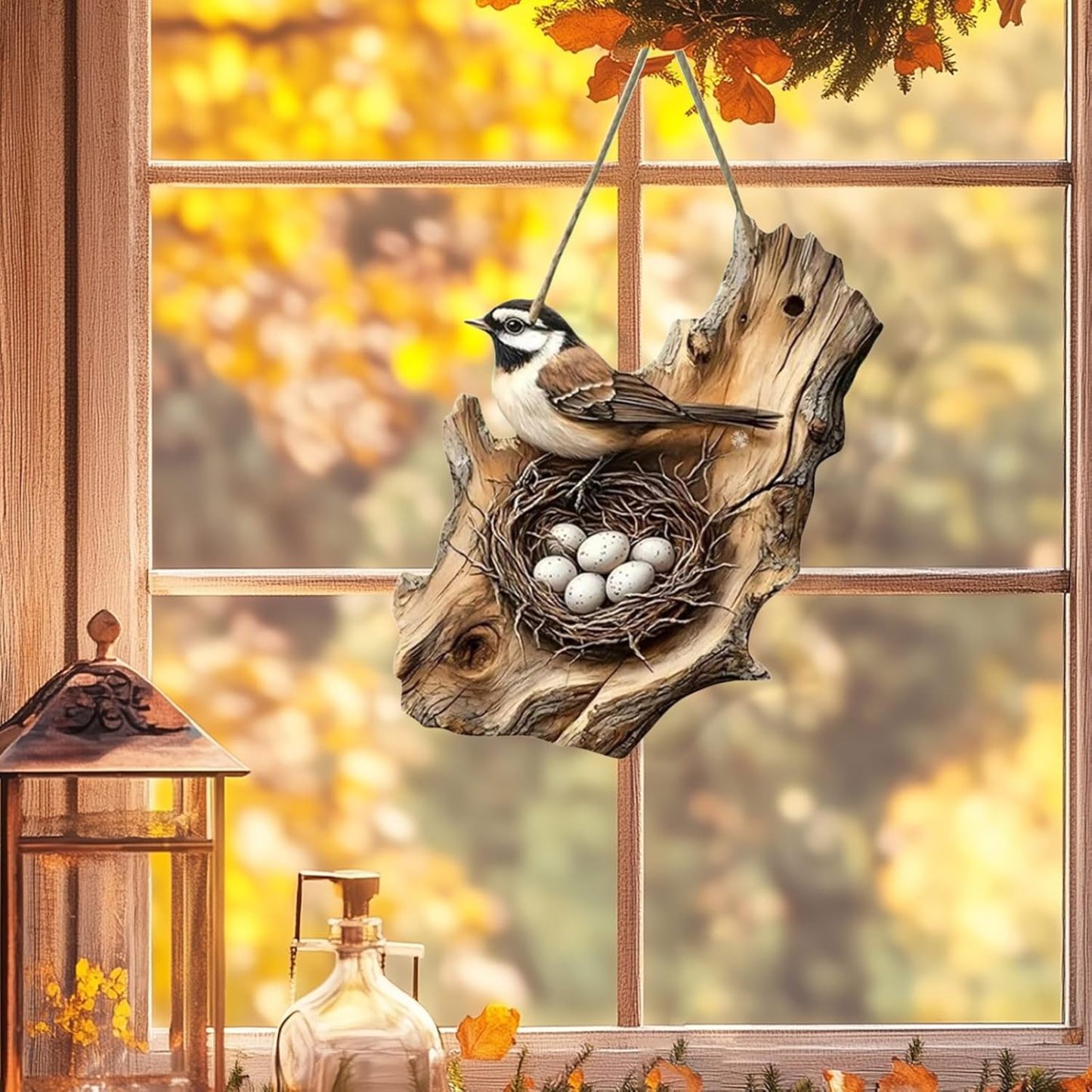 Wooden Hanging Bird Ornament for Animal Lovers Gift