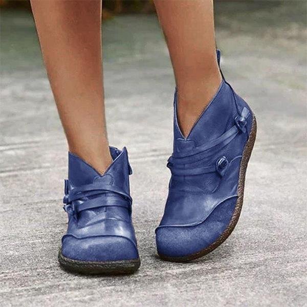 Women's Vintage Flat Heel Leather Casual Ankle Boots