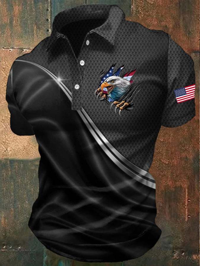 Men's America 250th Anniversary Print Casual Polo Shirt