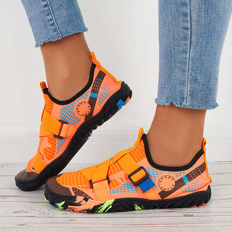 Men Buckle Decor Water Shoes Quick Drying Aqua Sneakers