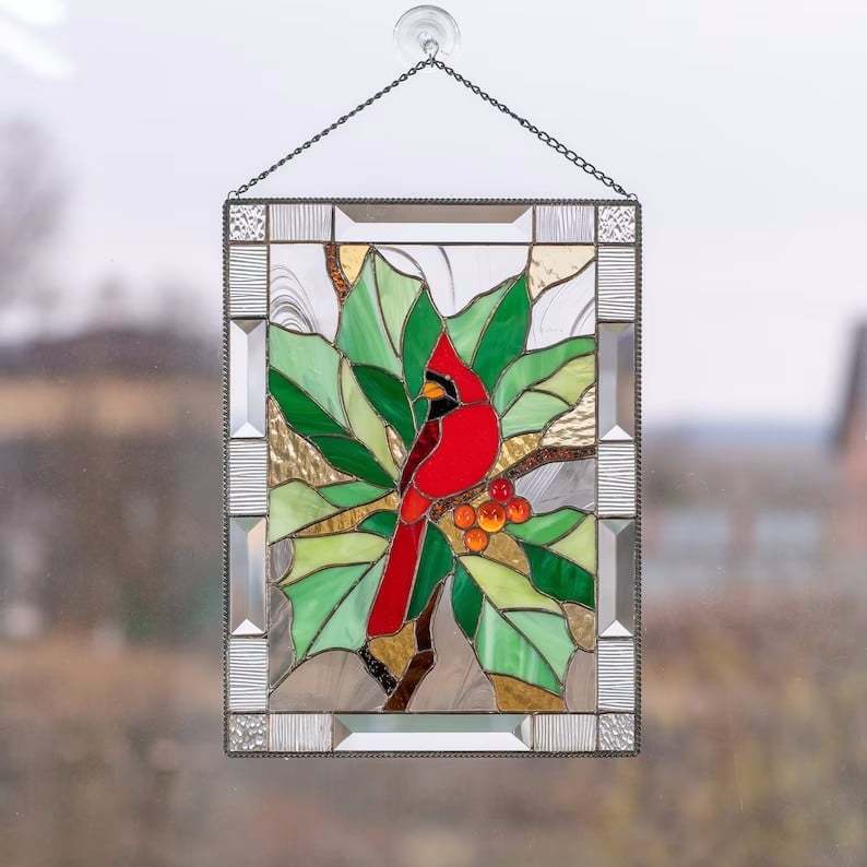 Cardinal Painted Acrylic Glass Panel