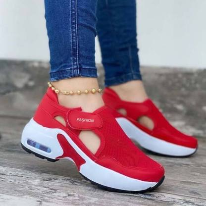 Plantar Fasciitis - Women's Orthopedic Air Cushioned Sole Flying Velcro Sneakers