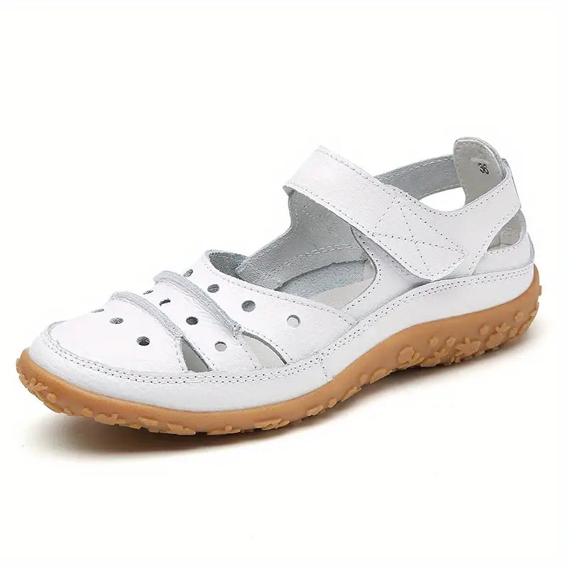 Women's Hollow Out Closed Toe Sandals, Non-slip Walking Shoes, Faux Leather Sandals