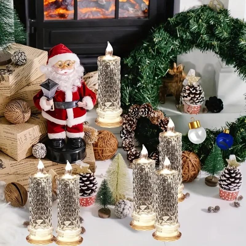 ✨🕯️LED Crystal Candle Lights 🌈Battery Operated with 6 Hour Timer