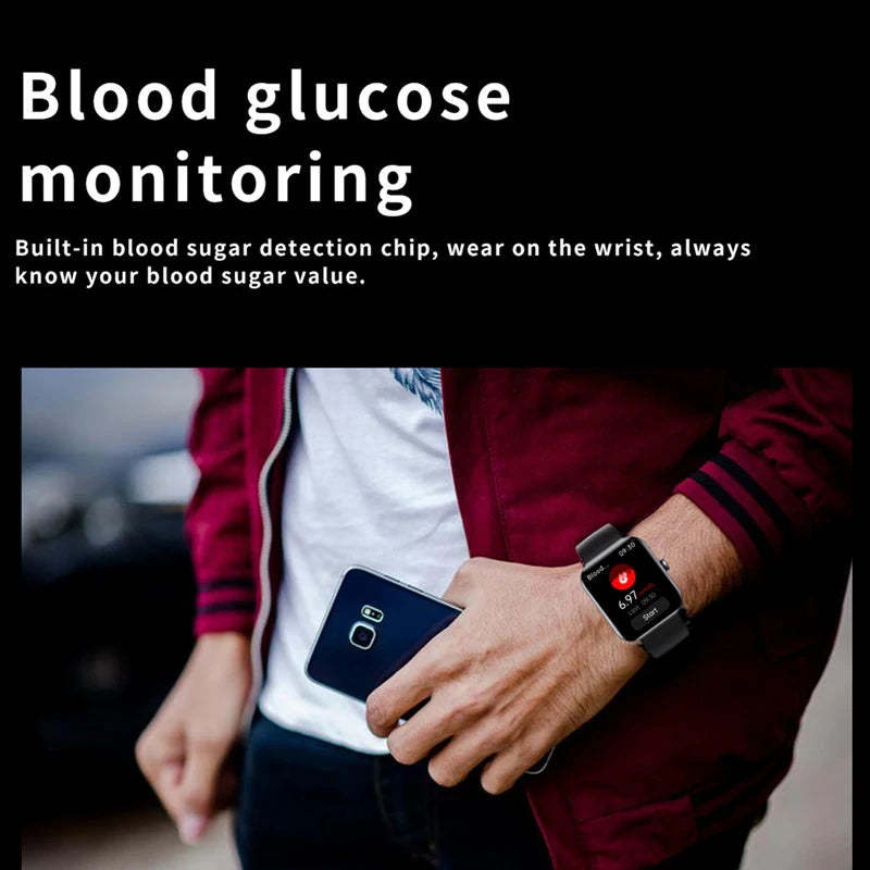 ♻ All day monitoring of heart rate,blood sugar, and blood pressure ⌚ Bluetooth fashion smartwatch