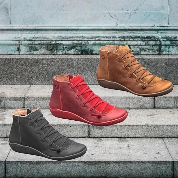 Premium Orthopedic Lace-Up Ankle Boots, Genuine Comfy Orthopedic Leather Boots, 2024 Design