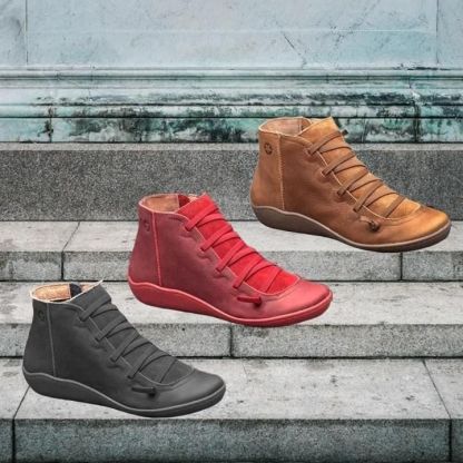 Premium Orthopedic Lace-Up Ankle Boots, Genuine Comfy Orthopedic Leather Boots, 2024 Design