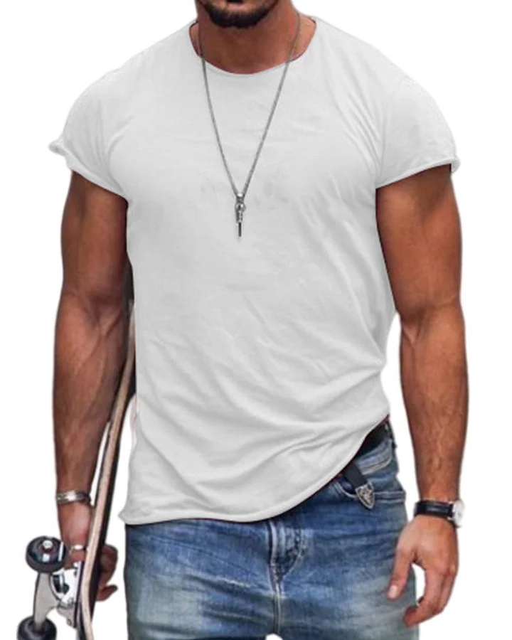 Mens Slim Fit T-shirt Bodybuilding Cotton Short Sleeve Solid Basic Fitness Tee Imily Bela