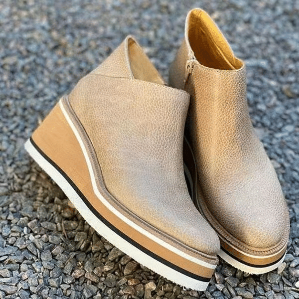 Women Comfy Slip-on Leather Ankle Walking Shoes