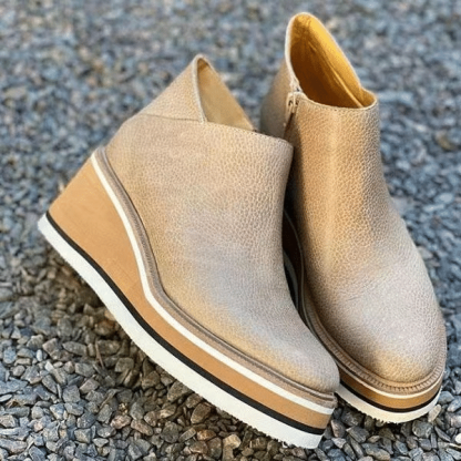 Women Comfy Slip-on Leather Ankle Walking Shoes