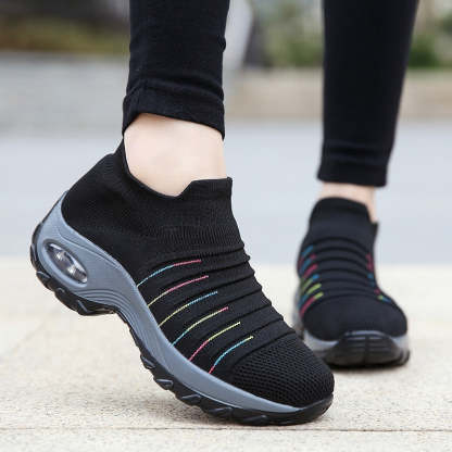 Women Fly-knit Breathable Casual Height Increasing Shoes
