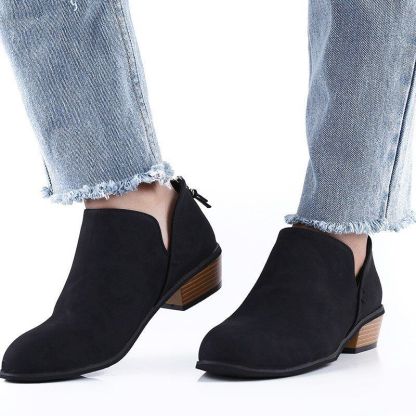 Women Orthopedic Ankle Boots Zipper Stacked Heel