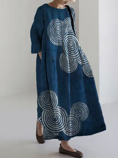 Casual Art Linen Blend Maxi Dress