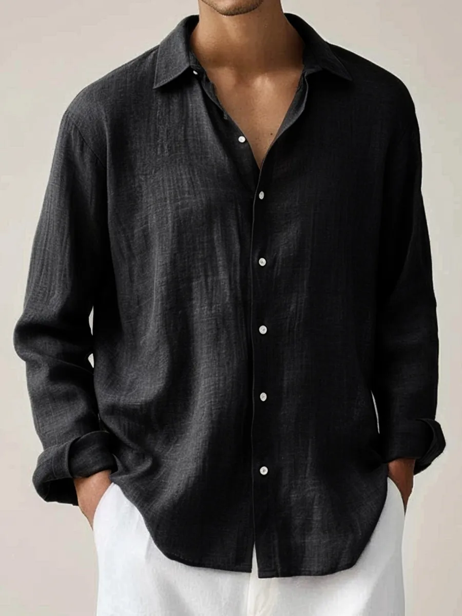 🍂 Early Fall Deal 49% OFF 🍂Men's Cotton-Linen Shirt Basics Solid Color Breathable Plus Size Shirts