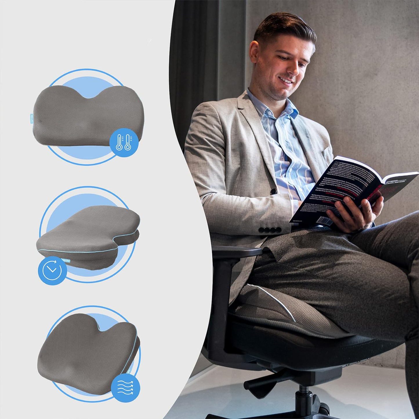 Seat Cushion - Enjerr™ | Chair Cushion for Tailbone Pain & Pressure Relief 