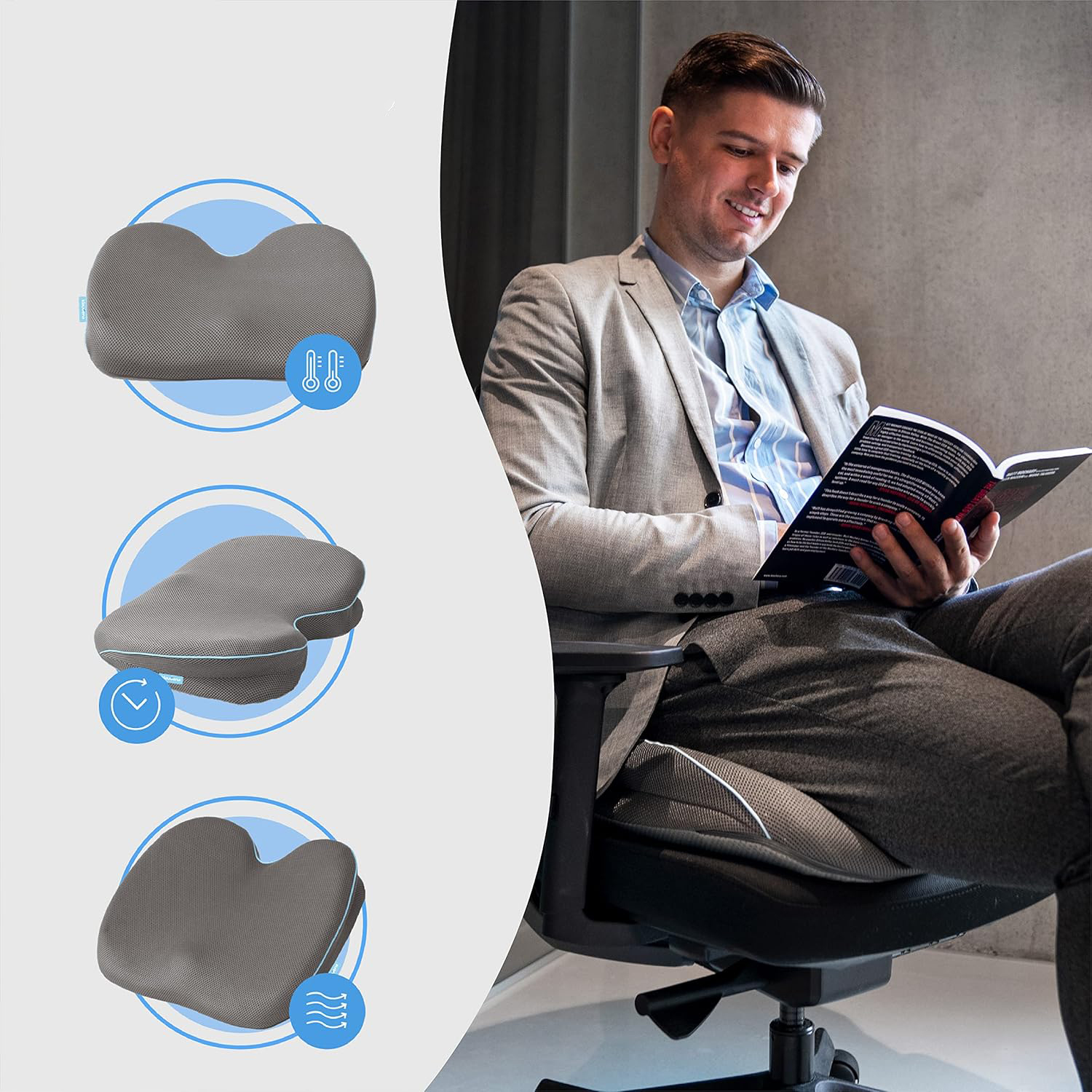 Seat Cushion - Enjerr™ | Chair Cushion for Tailbone Pain & Pressure Relief 