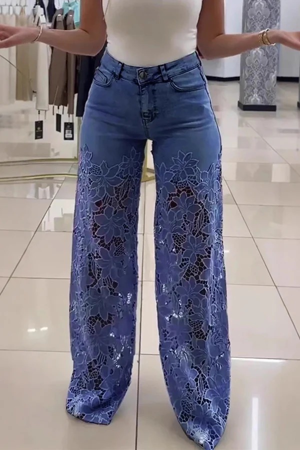 Ladies Elegant Lace Jeans