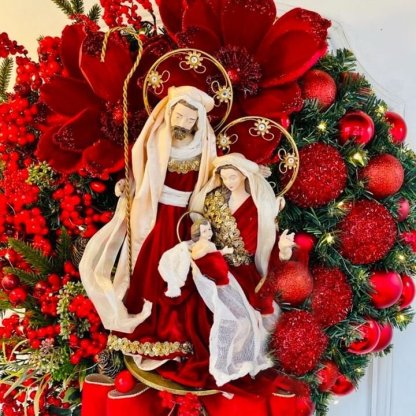 Sacred Christmas Wreath with Lights