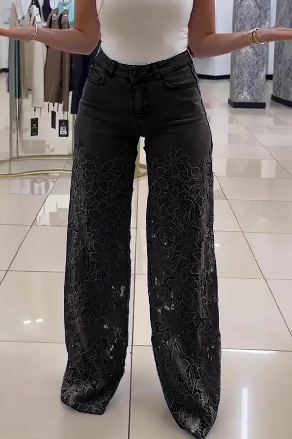 Ladies Elegant Lace Jeans