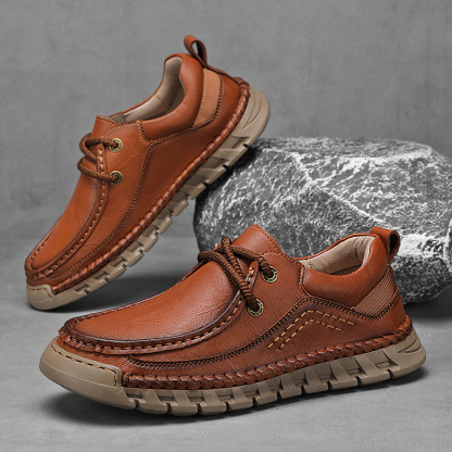 2025 Spring Men's Orthopedic Comfortable Genuine Leather Slip On Walking Shoes