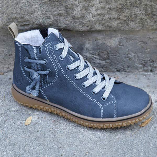 Women's Casual Lace-Up Flat Warm Ankle Boots