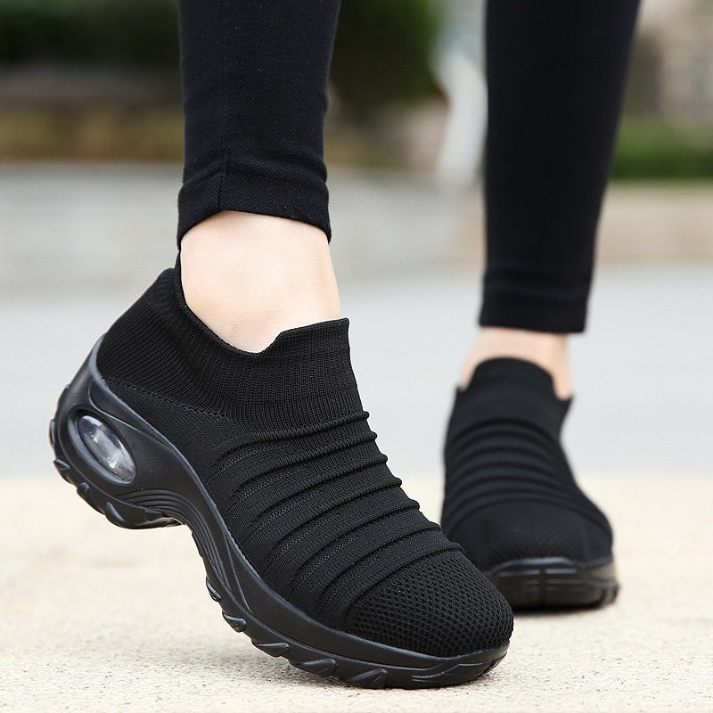 Women Fly-knit Breathable Casual Height Increasing Shoes