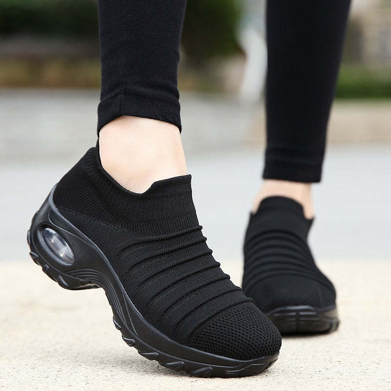 Women Fly-knit Breathable Casual Height Increasing Shoes
